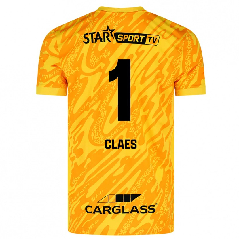 Danxen Heren Mirthe Claes #1 Oranje Geel Zwart Keepersshirt 2025/26 T-Shirt België