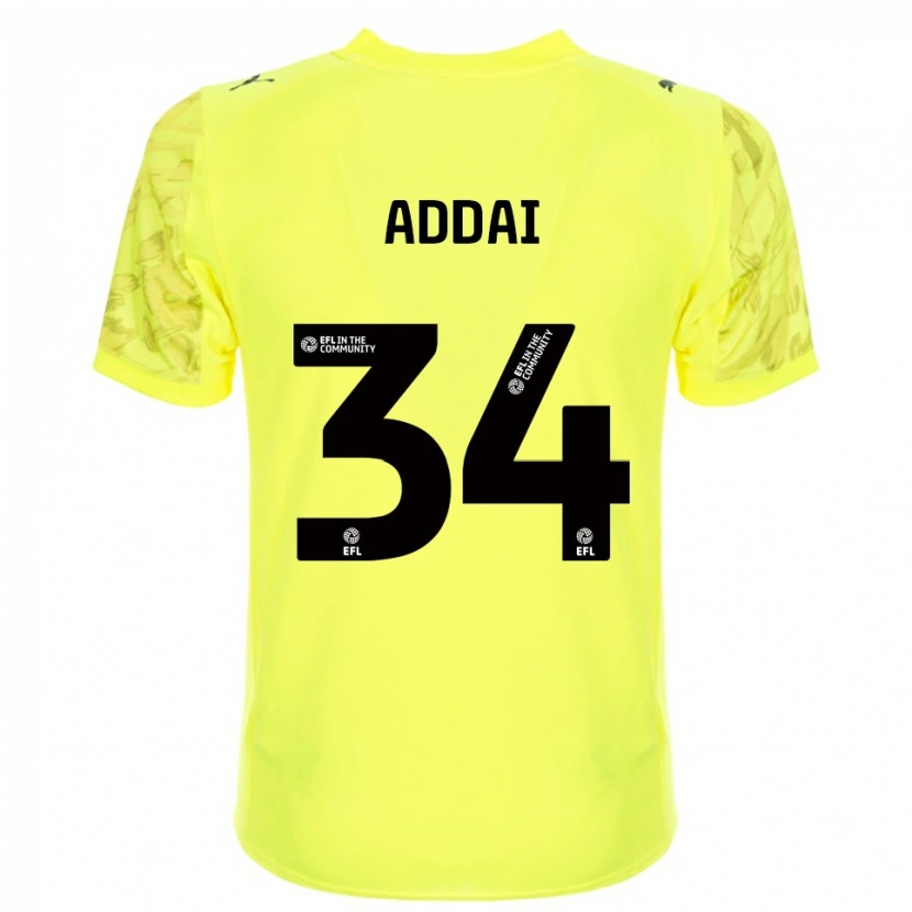 Danxen Heren Corey Addai #34 Geel Zwart Keepersshirt 2025/26 T-Shirt België