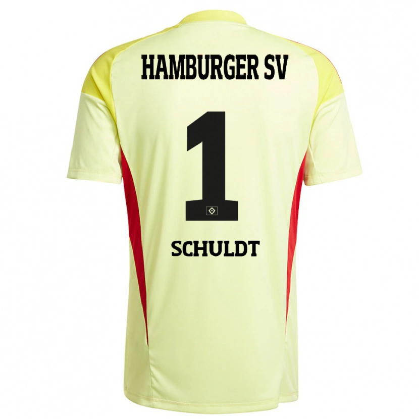 Danxen Dames Inga Schuldt #1 Geel Zwart Rood Keepersshirt 2025/26 T-Shirt België