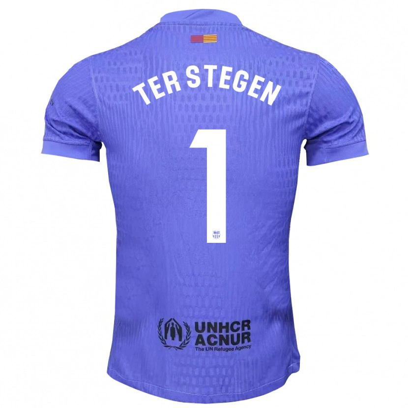 Danxen Dames Marc-André ter Stegen #1 Blauw Zwart Keepersshirt 2025/26 T-Shirt België
