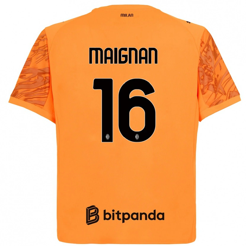 Danxen Dames Mike Maignan #16 Oranje Geel Zwart Keepersshirt 2025/26 T-Shirt België