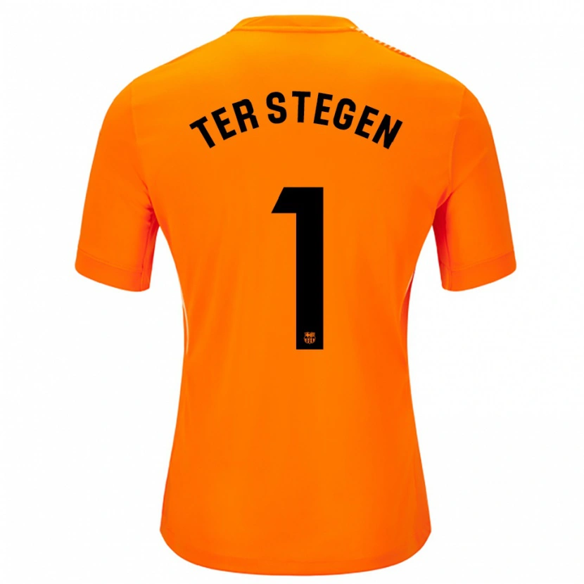 Danxen Dames Marc-André ter Stegen #1 Oranje Zwart Keepersshirt 2025/26 T-Shirt België