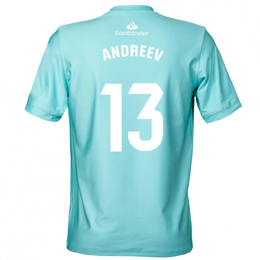 Danxen Dames Plamen Andreev #13 Licht Cyaan Wit Keepersshirt 2025/26 T-Shirt België