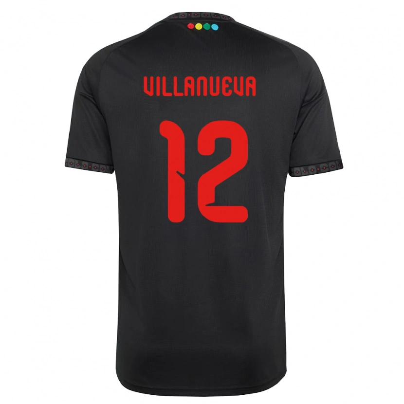 Danxen Kinderen Eduardo Villanueva #12 Zwart Rood Uitshirt Uittenue 2026/27 T-Shirt België