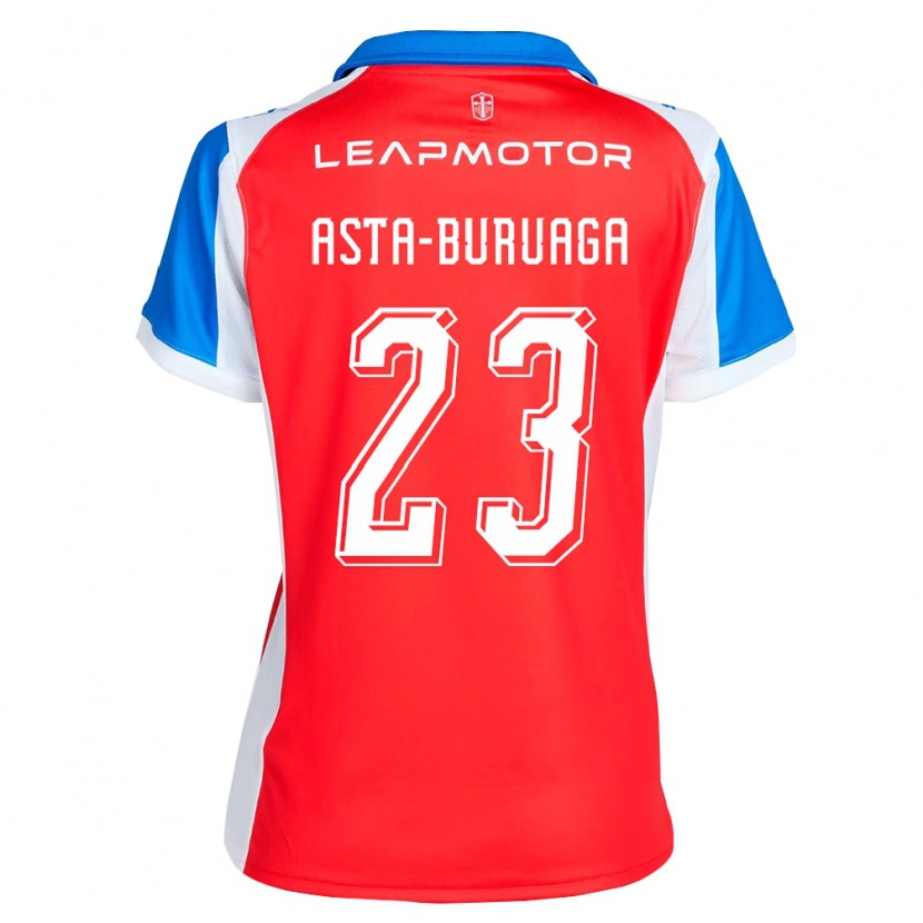 Danxen Kinderen Tomás Asta-Buruaga #23 Rood Blauw Uitshirt Uittenue 2026/27 T-Shirt België