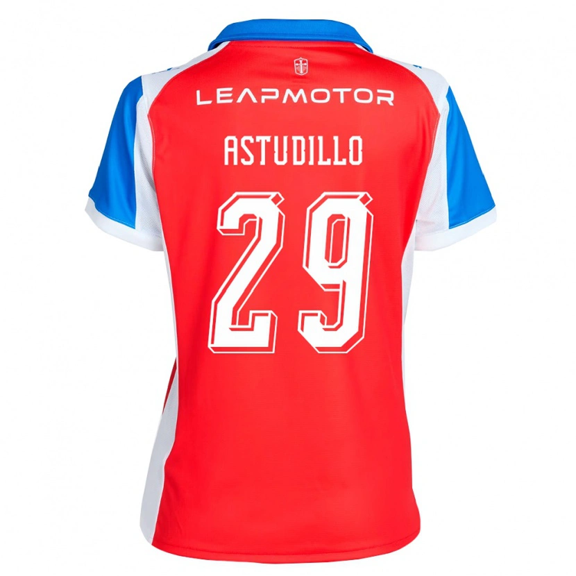 Danxen Kinderen Aaron Astudillo #29 Rood Blauw Uitshirt Uittenue 2026/27 T-Shirt België