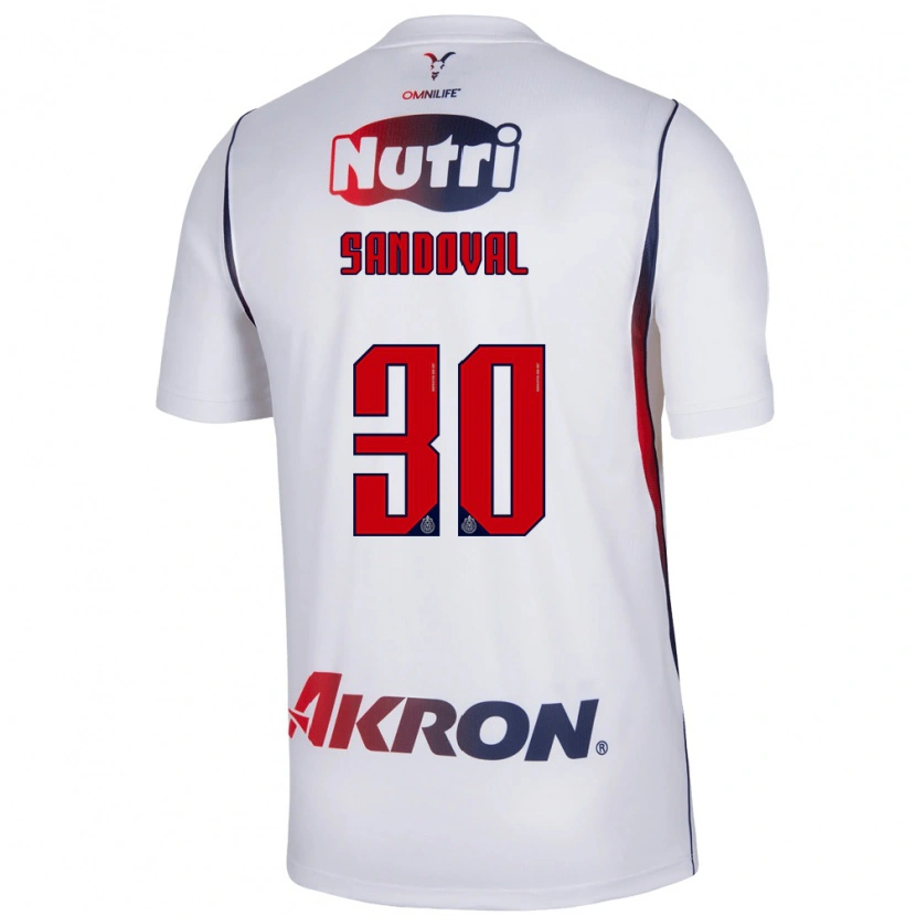 Danxen Kinderen Santiago Sandoval #30 Wit Marineblauw Rood Uitshirt Uittenue 2026/27 T-Shirt België