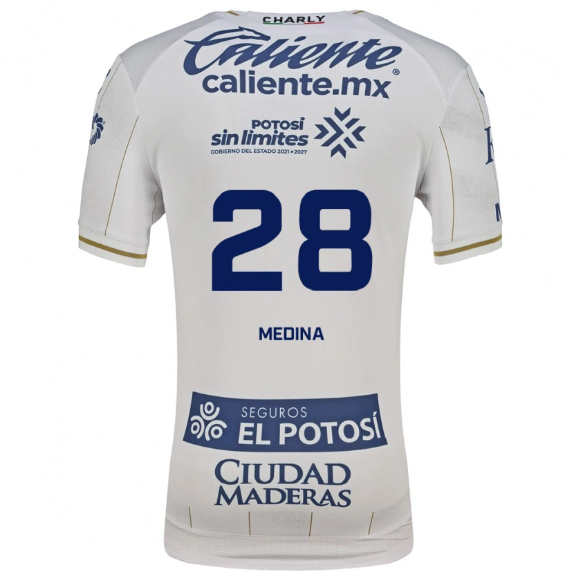Danxen Kinderen Jesús Medina #28 Wit Blauw Uitshirt Uittenue 2026/27 T-Shirt België