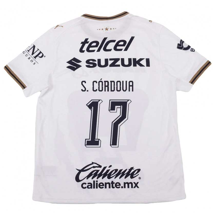 Danxen Kinderen Sebastián Córdova #17 Wit Zwart Bruin Uitshirt Uittenue 2026/27 T-Shirt België
