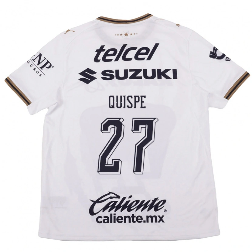Danxen Kinderen Piero Quispe #27 Wit Zwart Bruin Uitshirt Uittenue 2026/27 T-Shirt België