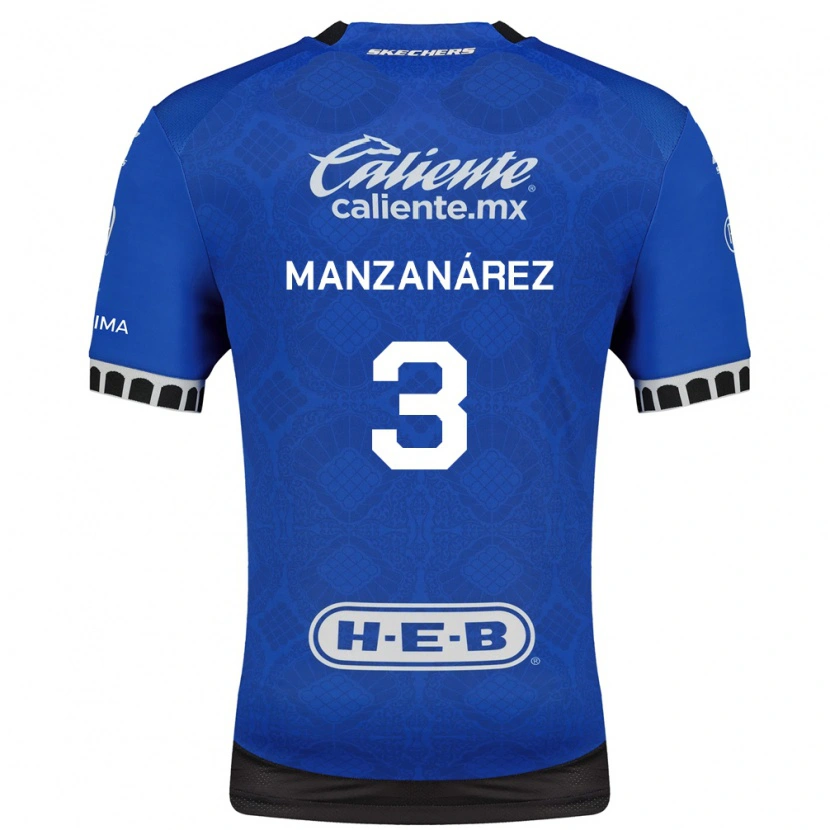 Danxen Kinderen Óscar Manzanárez #3 Koninklijk Blauw Wit Zwart Uitshirt Uittenue 2026/27 T-Shirt België