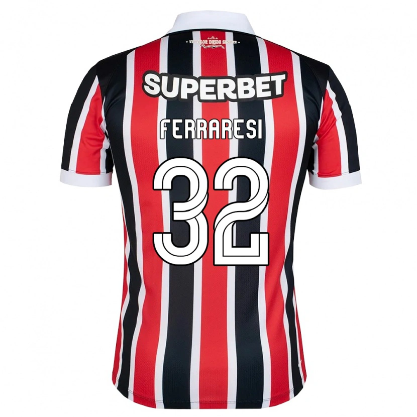 Danxen Kinderen Nahuel Ferraresi #32 Rood Wit Zwart Uitshirt Uittenue 2026/27 T-Shirt België