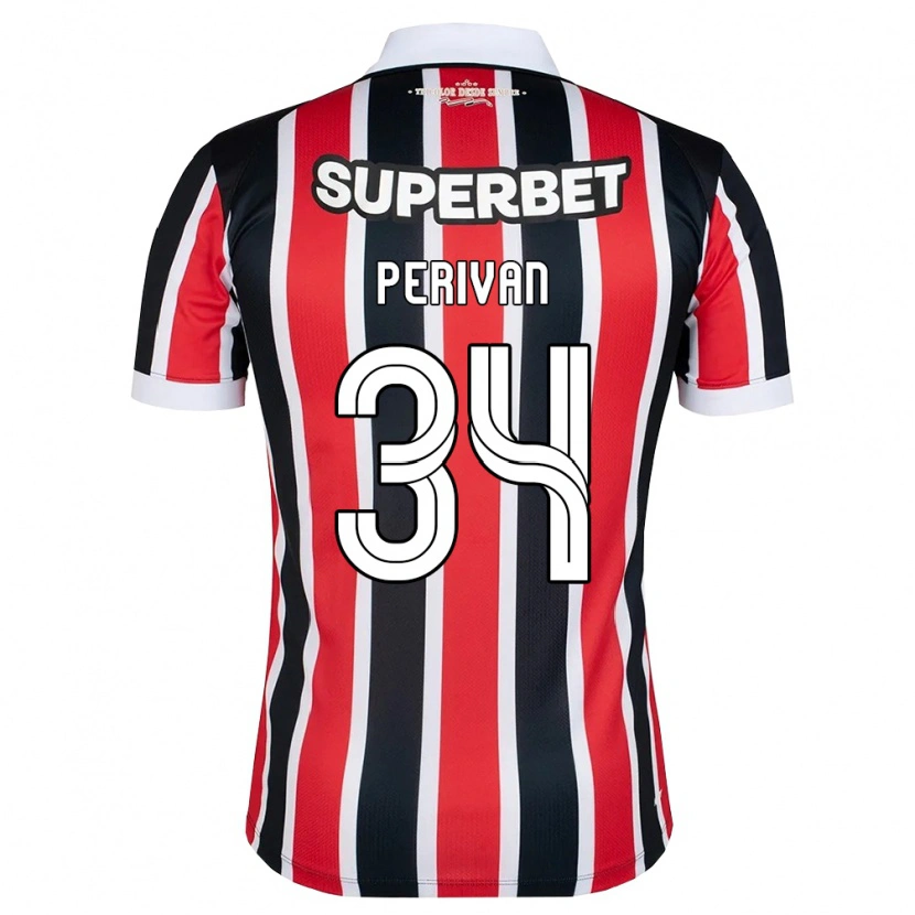 Danxen Kinderen Perivan Dos Santos #34 Rood Wit Zwart Uitshirt Uittenue 2026/27 T-Shirt België