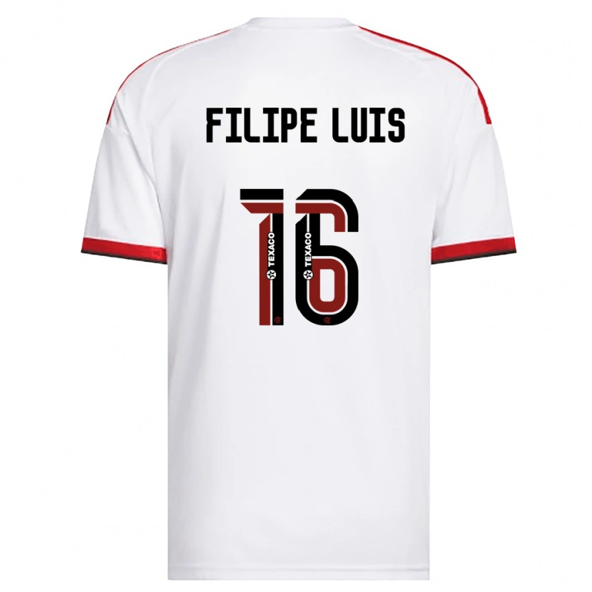 Danxen Kinderen Filipe Luis #16 Wit Rood Zwart Uitshirt Uittenue 2026/27 T-Shirt België