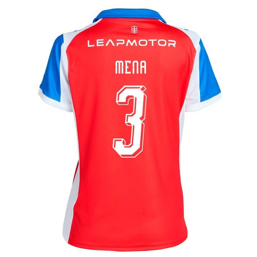 Danxen Heren Eugenio Mena #3 Rood Blauw Uitshirt Uittenue 2026/27 T-Shirt België
