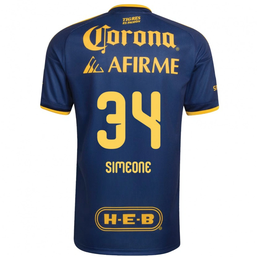 Danxen Heren Henrique Simeone #34 Koninklijk Blauw Geel Uitshirt Uittenue 2026/27 T-Shirt België