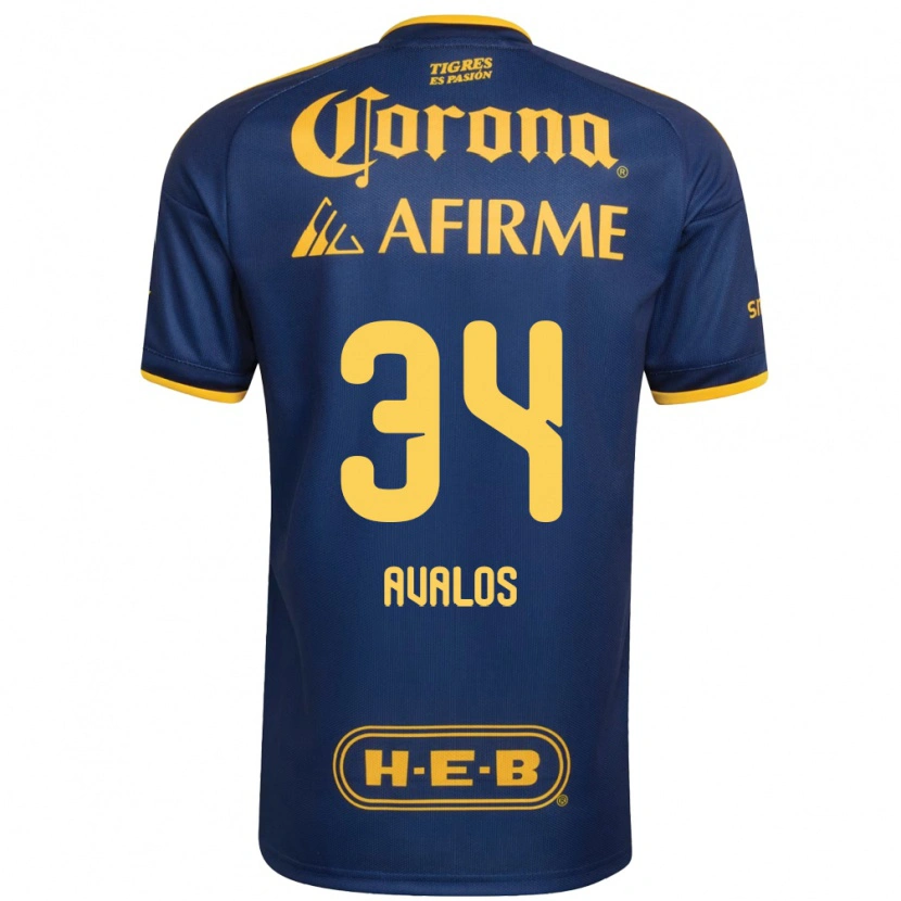 Danxen Heren Erick Avalos #34 Koninklijk Blauw Geel Uitshirt Uittenue 2026/27 T-Shirt België