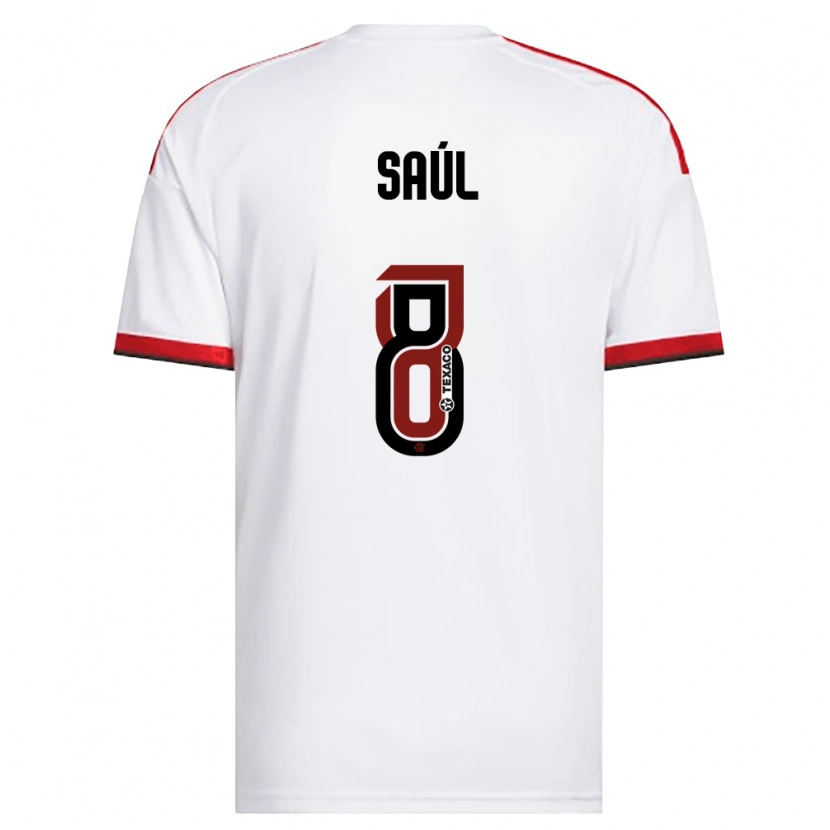 Danxen Heren Saúl Ñíguez #8 Wit Rood Zwart Uitshirt Uittenue 2026/27 T-Shirt België