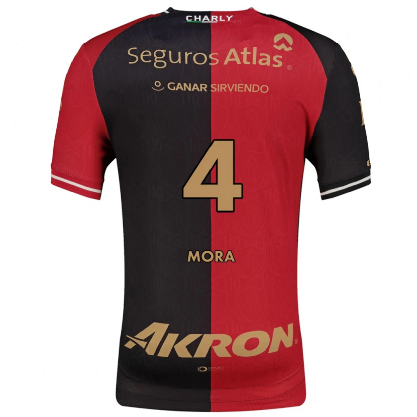 Danxen Dames Adrián Mora #4 Rood Zwart Bruin Thuisshirt Thuistenue 2026/27 T-Shirt België