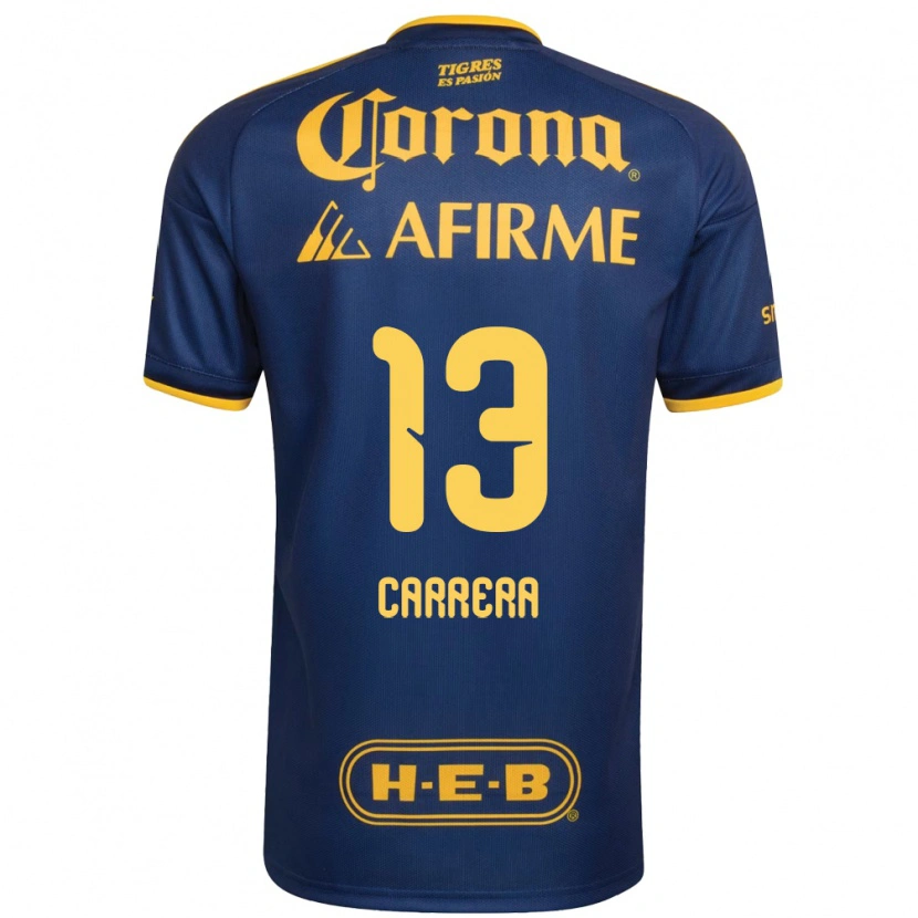 Danxen Dames Antonio Carrera #13 Koninklijk Blauw Geel Uitshirt Uittenue 2026/27 T-Shirt België