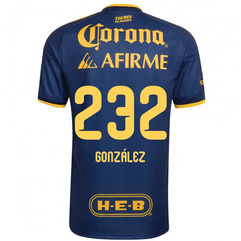Danxen Dames César González #232 Koninklijk Blauw Geel Uitshirt Uittenue 2026/27 T-Shirt België