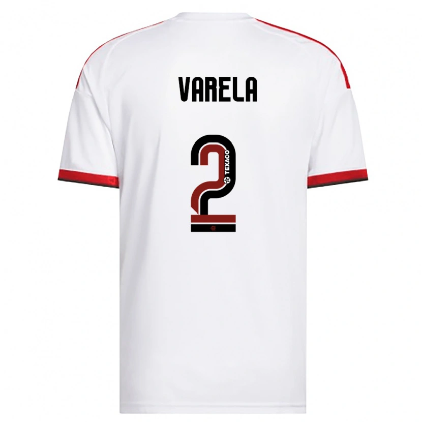 Danxen Dames Guillermo Varela #2 Wit Rood Zwart Uitshirt Uittenue 2026/27 T-Shirt België