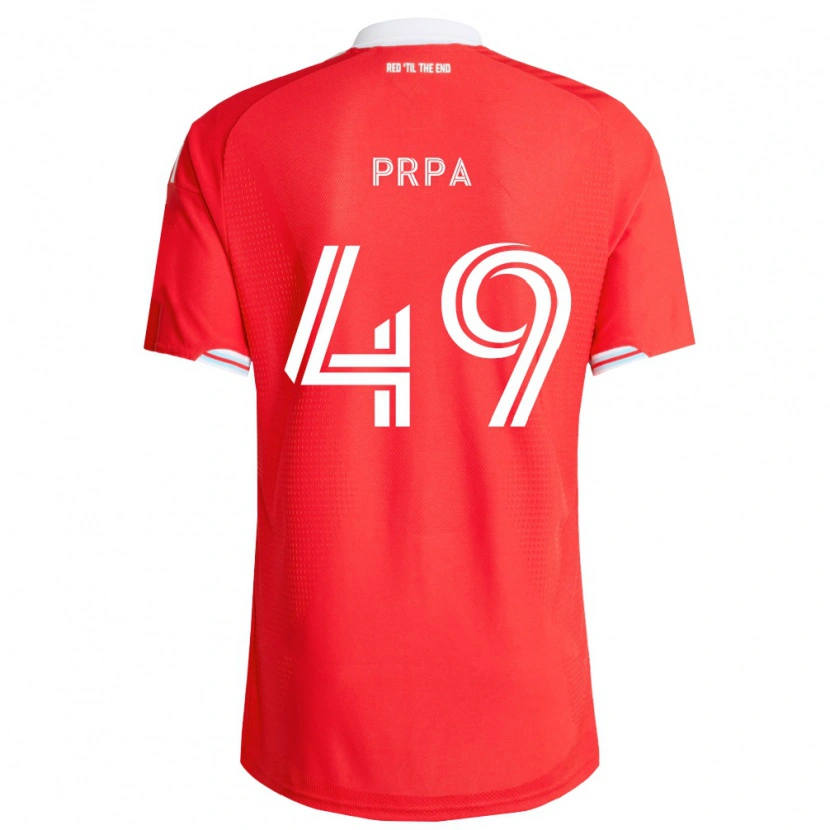 Danxen Kinderen Luka Prpa #49 Rood Diep Blauw Wit Thuisshirt Thuistenue 2026/27 T-Shirt België