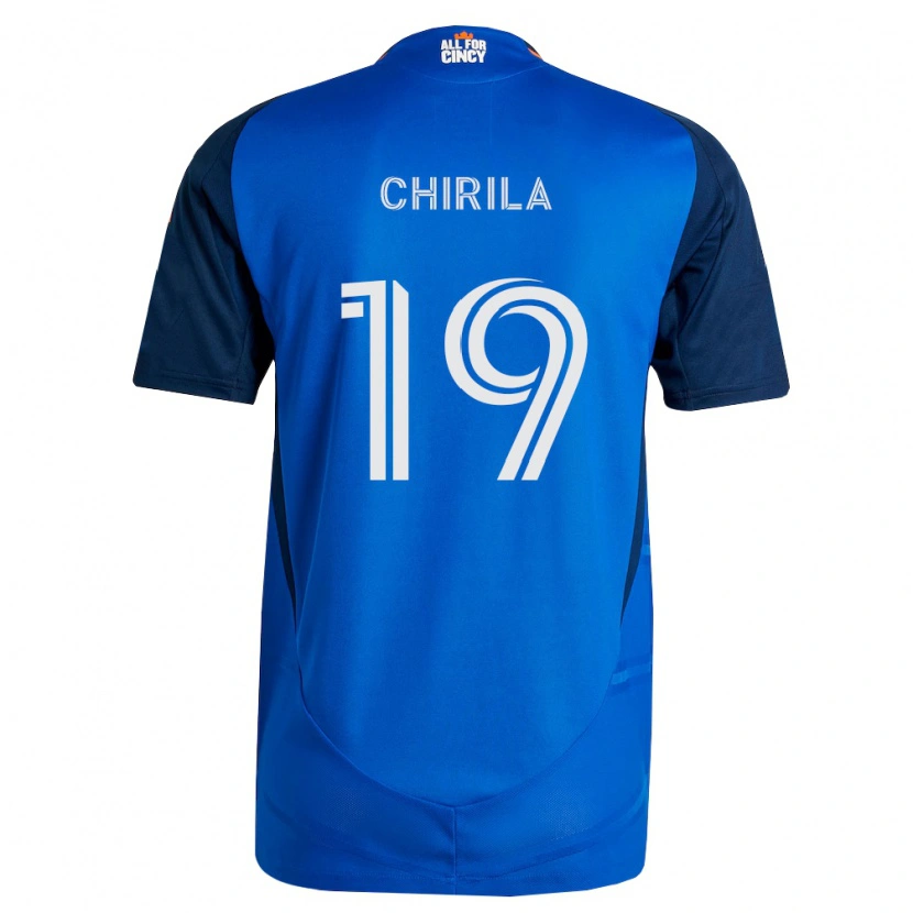 Danxen Kinderen Ștefan Chirilă #19 Koninklijk Blauw Oranje Thuisshirt Thuistenue 2026/27 T-Shirt België