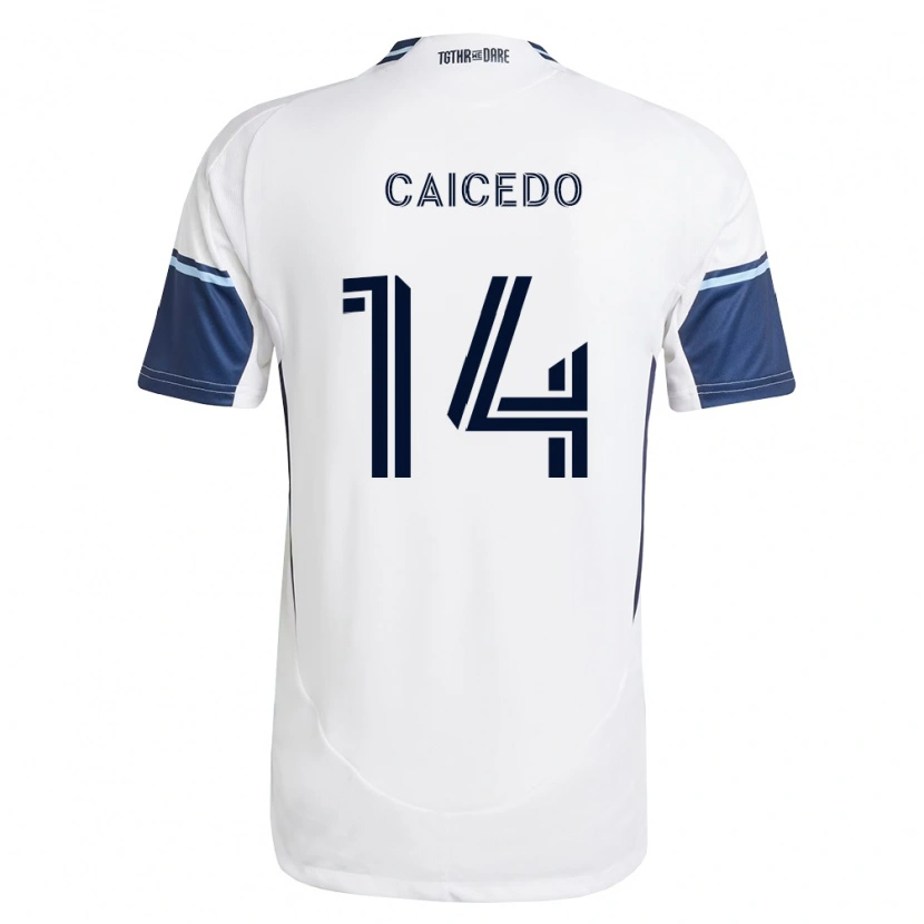 Danxen Kinderen Bruno Caicedo #14 Wit Koninklijk Blauw Thuisshirt Thuistenue 2026/27 T-Shirt België
