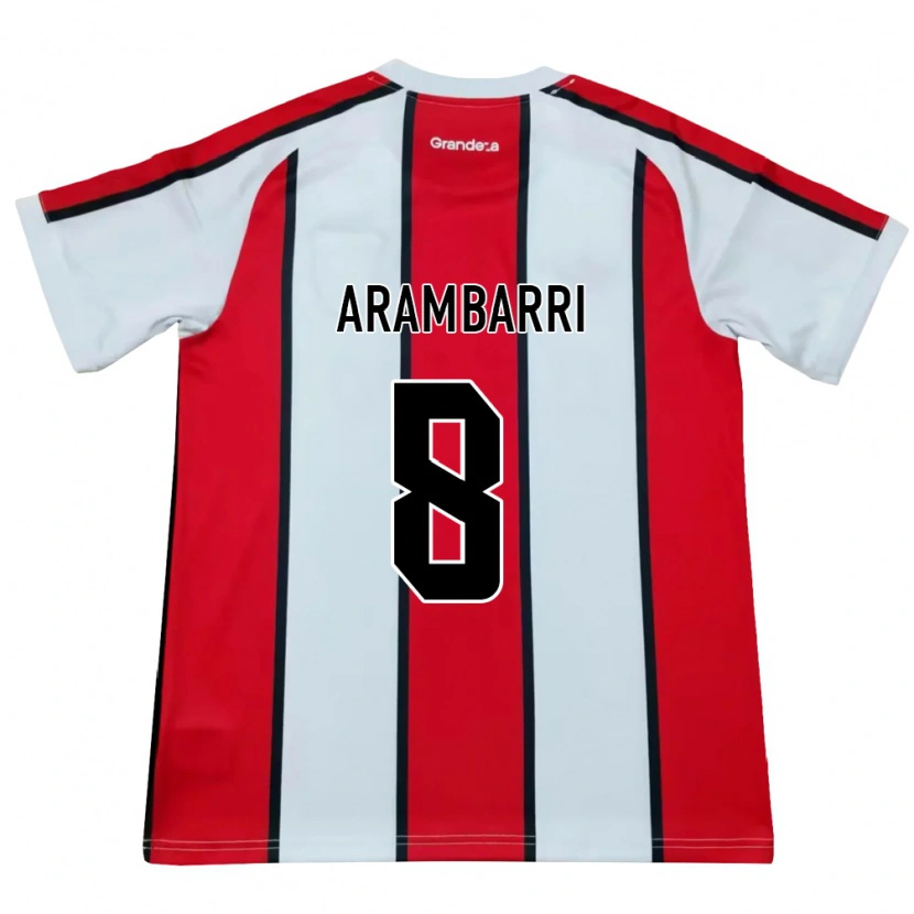 Danxen Kinderen Mauro Arambarri #8 Wit Rood Zwart Uitshirt Uittenue 2026/27 T-Shirt België