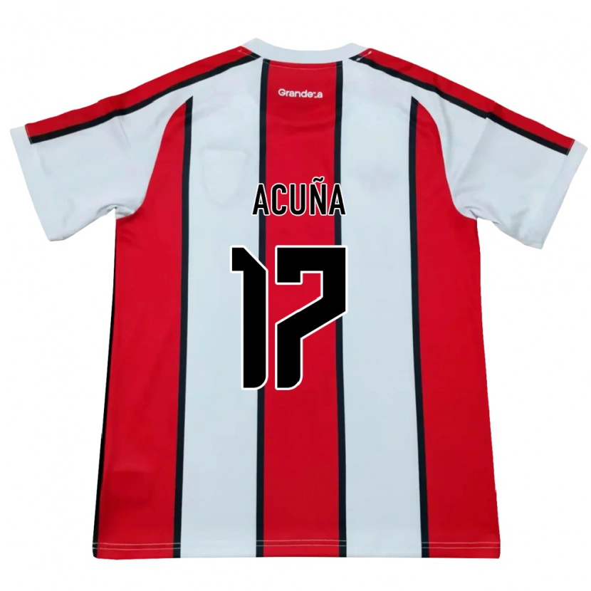 Danxen Kinderen Ayelén Acuña #17 Wit Rood Zwart Uitshirt Uittenue 2026/27 T-Shirt België
