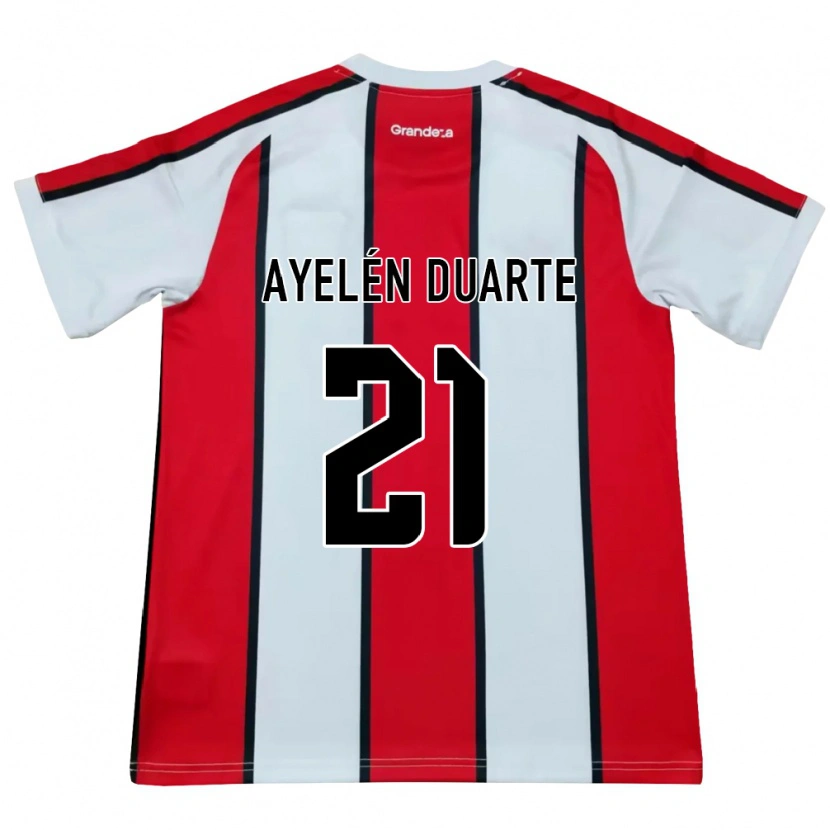 Danxen Kinderen Camila Ayelén Duarte #21 Wit Rood Zwart Uitshirt Uittenue 2026/27 T-Shirt België