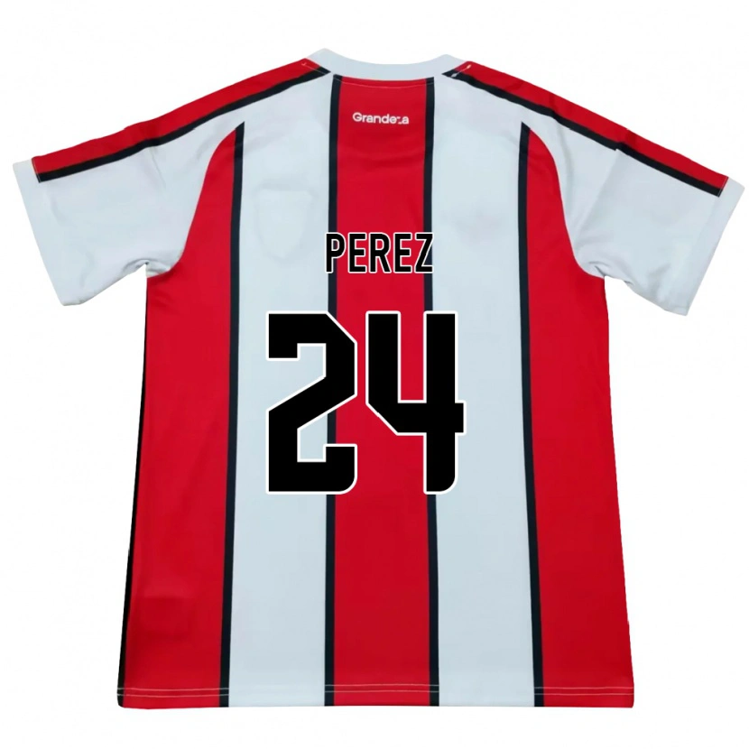 Danxen Kinderen Enzo Perez #24 Wit Rood Zwart Uitshirt Uittenue 2026/27 T-Shirt België