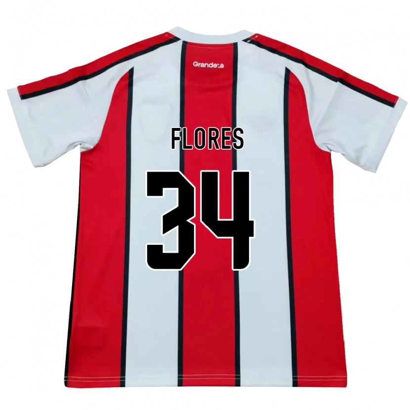 Danxen Kinderen Brenda Flores #34 Wit Rood Zwart Uitshirt Uittenue 2026/27 T-Shirt België