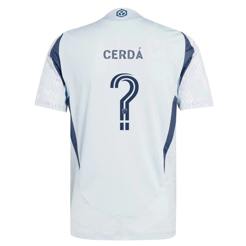 Danxen Kinderen Adrián Cerdá #0 Blauw Grijs Wit Uitshirt Uittenue 2026/27 T-Shirt België