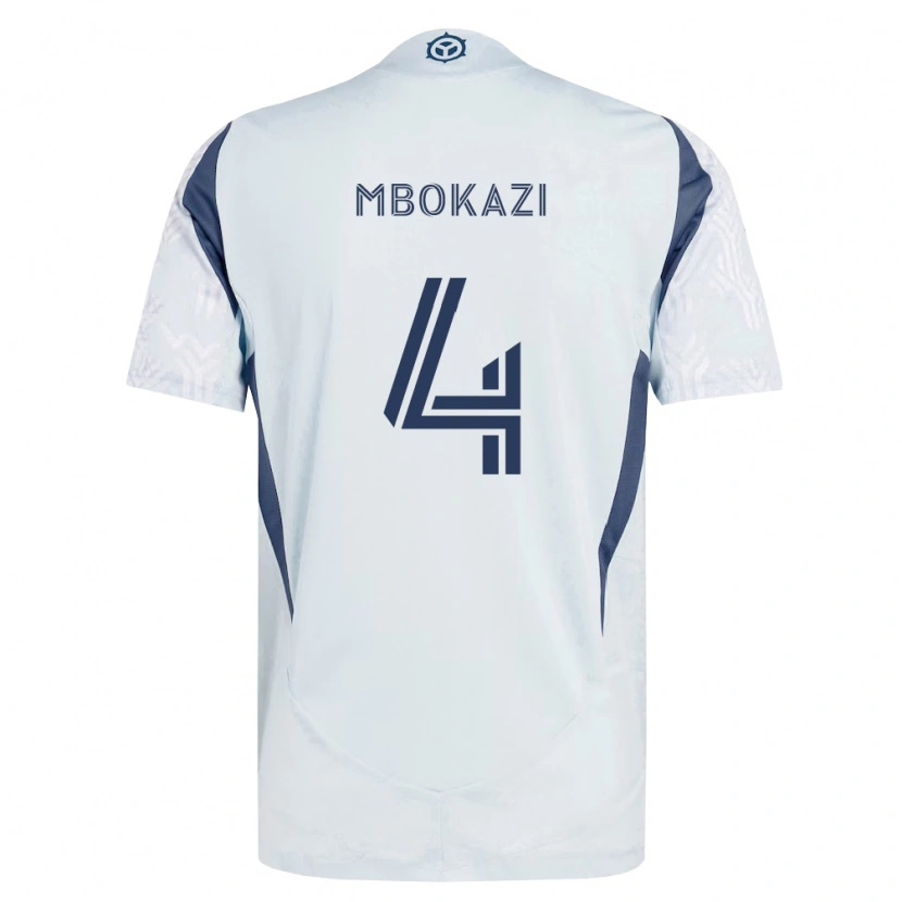 Danxen Kinderen Mbekezeli Mbokazi #4 Blauw Grijs Wit Uitshirt Uittenue 2026/27 T-Shirt België