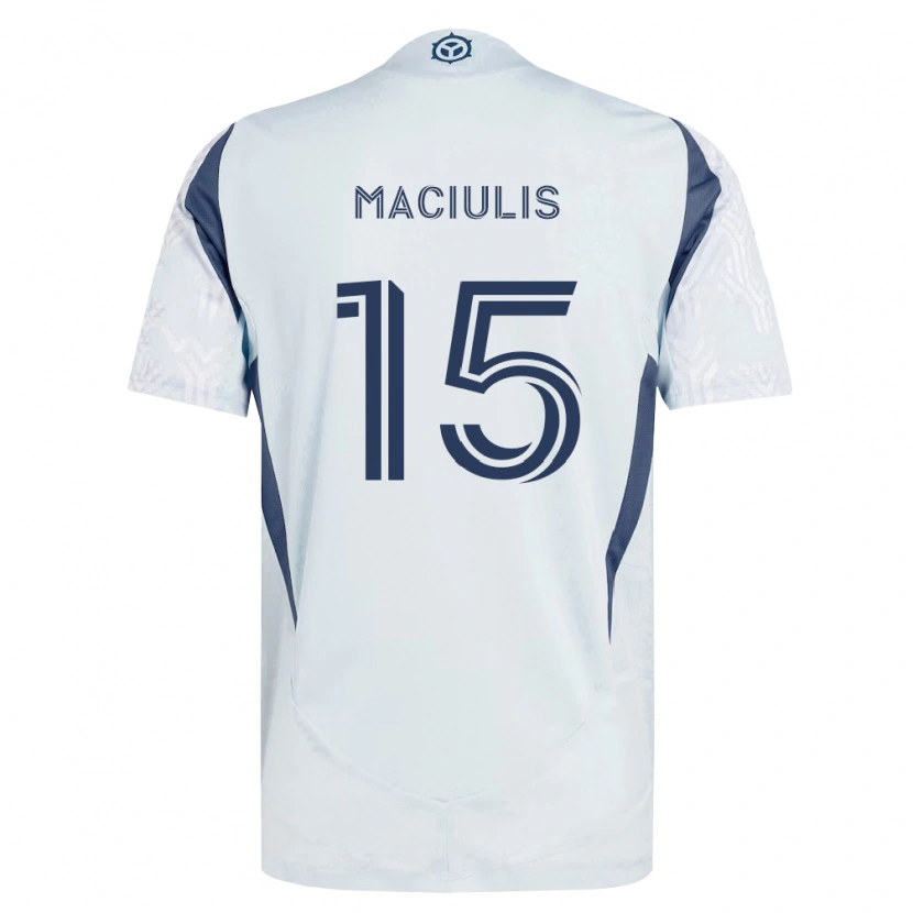 Danxen Kinderen Matthew Maciulis #15 Blauw Grijs Wit Uitshirt Uittenue 2026/27 T-Shirt België