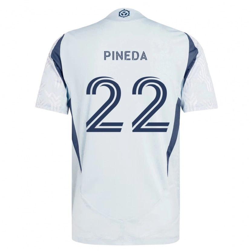 Danxen Kinderen Mauricio Pineda #22 Blauw Grijs Wit Uitshirt Uittenue 2026/27 T-Shirt België