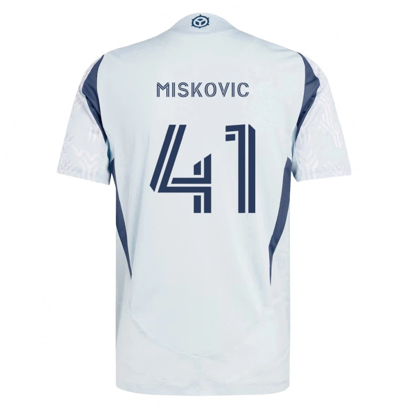 Danxen Kinderen Mihajlo Miskovic #41 Blauw Grijs Wit Uitshirt Uittenue 2026/27 T-Shirt België
