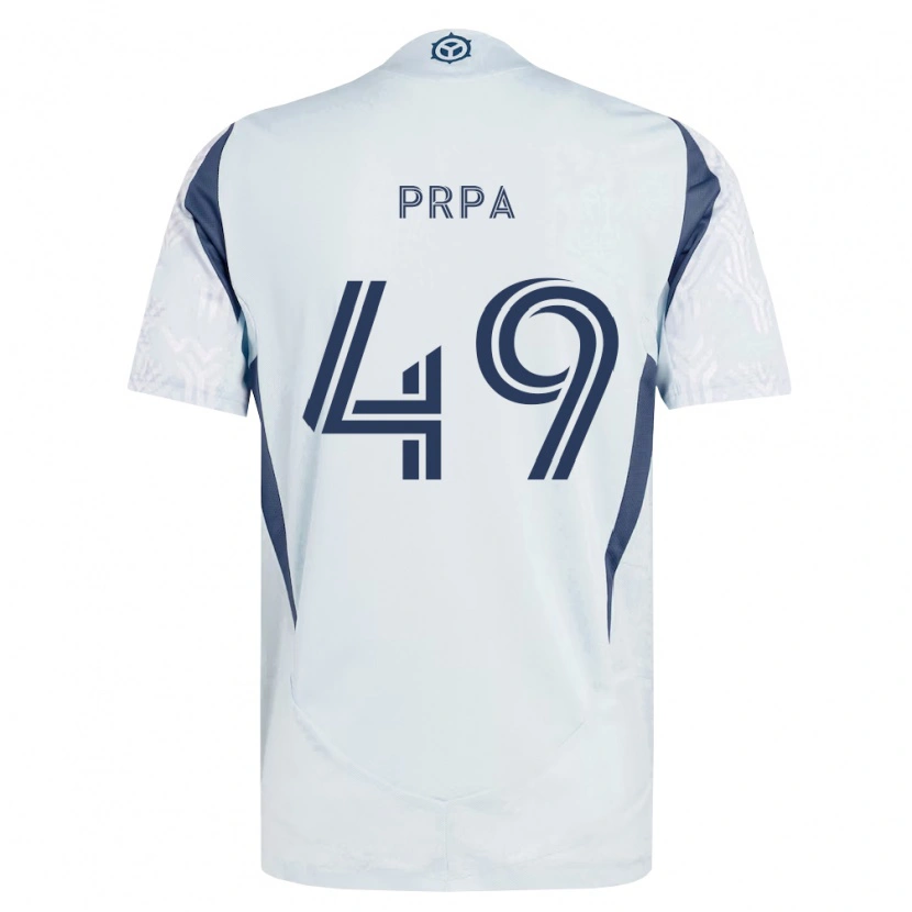 Danxen Kinderen Luka Prpa #49 Blauw Grijs Wit Uitshirt Uittenue 2026/27 T-Shirt België