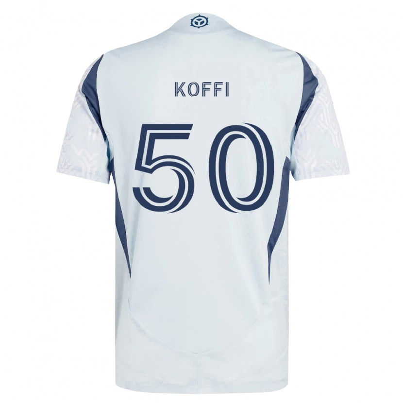 Danxen Kinderen Christian Koffi #50 Blauw Grijs Wit Uitshirt Uittenue 2026/27 T-Shirt België