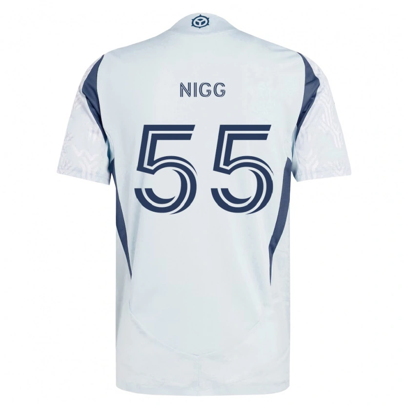 Danxen Kinderen Damian Nigg #55 Blauw Grijs Wit Uitshirt Uittenue 2026/27 T-Shirt België