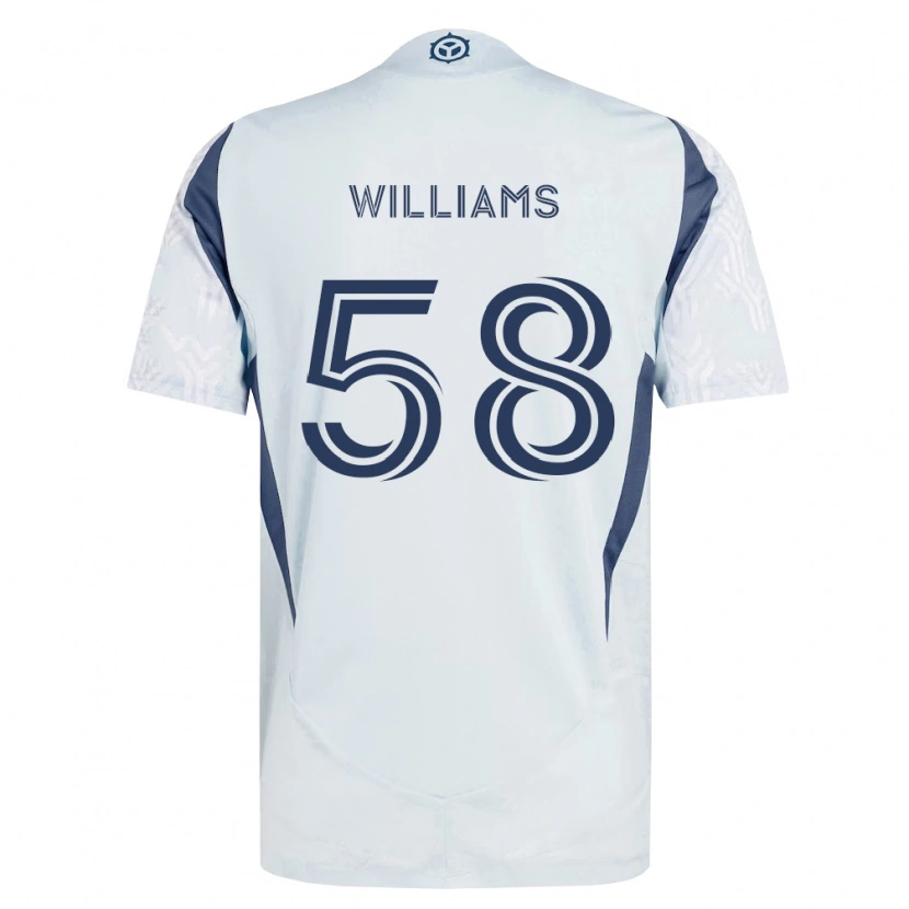 Danxen Kinderen Brody Williams #58 Blauw Grijs Wit Uitshirt Uittenue 2026/27 T-Shirt België