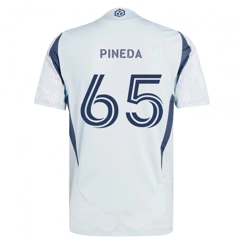 Danxen Kinderen Oscar Pineda #65 Blauw Grijs Wit Uitshirt Uittenue 2026/27 T-Shirt België
