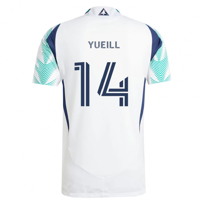 Danxen Kinderen Jackson Yueill #14 Wit Marineblauw Lichtgroen Uitshirt Uittenue 2026/27 T-Shirt België