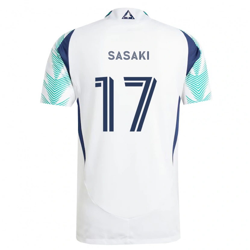 Danxen Kinderen Shuma Sasaki #17 Wit Marineblauw Lichtgroen Uitshirt Uittenue 2026/27 T-Shirt België