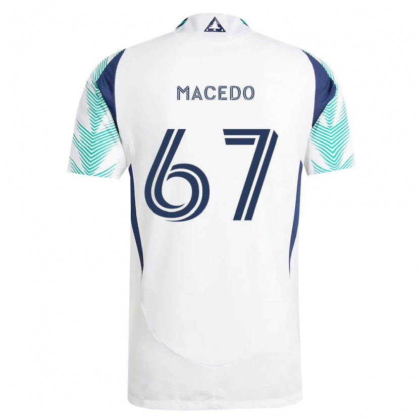 Danxen Kinderen Josh Macedo #67 Wit Marineblauw Lichtgroen Uitshirt Uittenue 2026/27 T-Shirt België