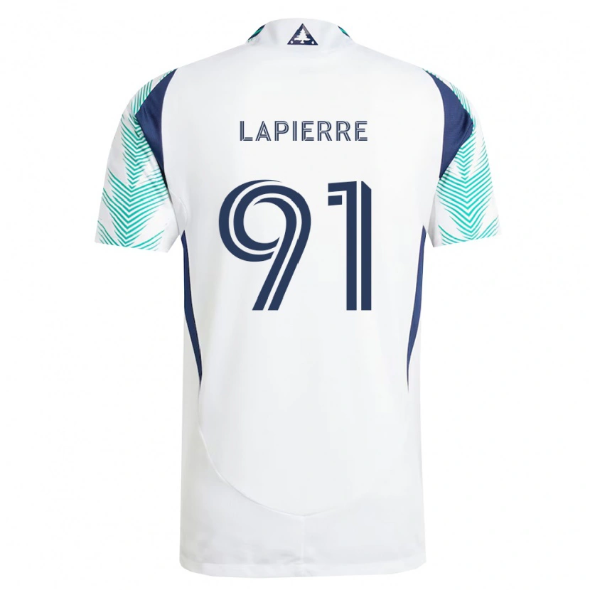 Danxen Kinderen Zach Lapierre #91 Wit Marineblauw Lichtgroen Uitshirt Uittenue 2026/27 T-Shirt België