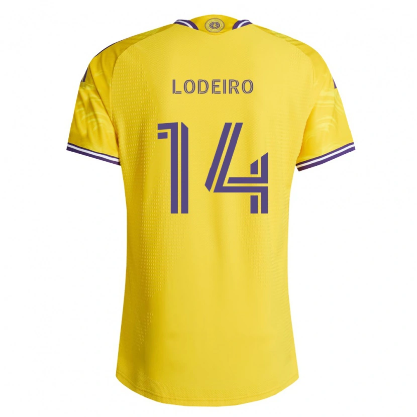 Danxen Kinderen Nicolás Lodeiro #14 Geel Paars Uitshirt Uittenue 2026/27 T-Shirt België