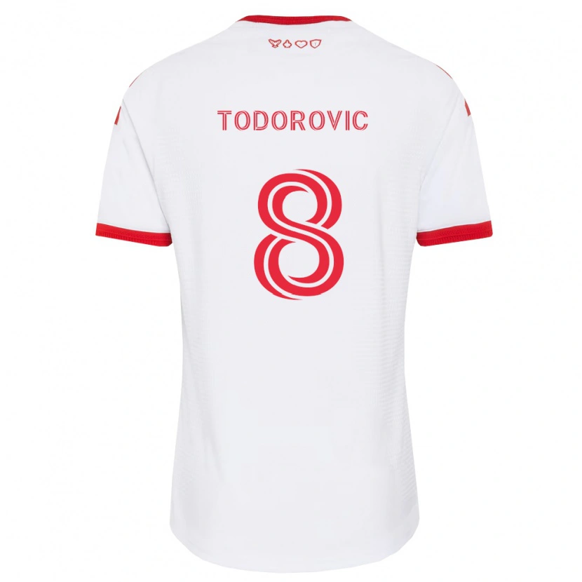 Danxen Kinderen Luka Todorovic #8 Wit Rood Zwart Uitshirt Uittenue 2026/27 T-Shirt België